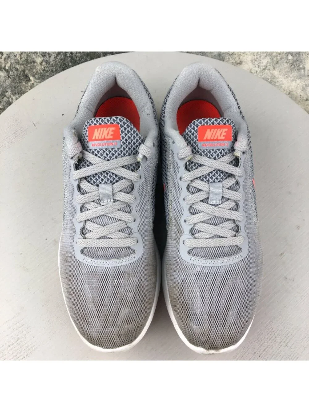 Nike Women's Size 8 Revolution 3 Wolf Grey Hyper Orange Sneakers 819303-002